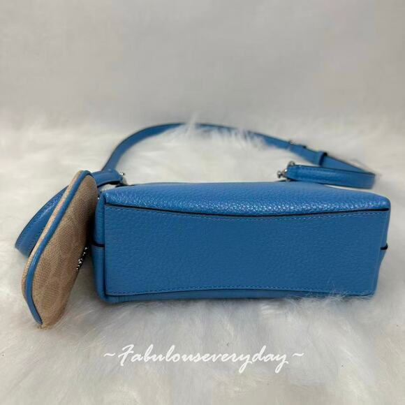 Coach Laurel Small Shoulder Bag Mirror Charm And Pouch CBI06 Pool/Sand NWT - Picture 7 of 9